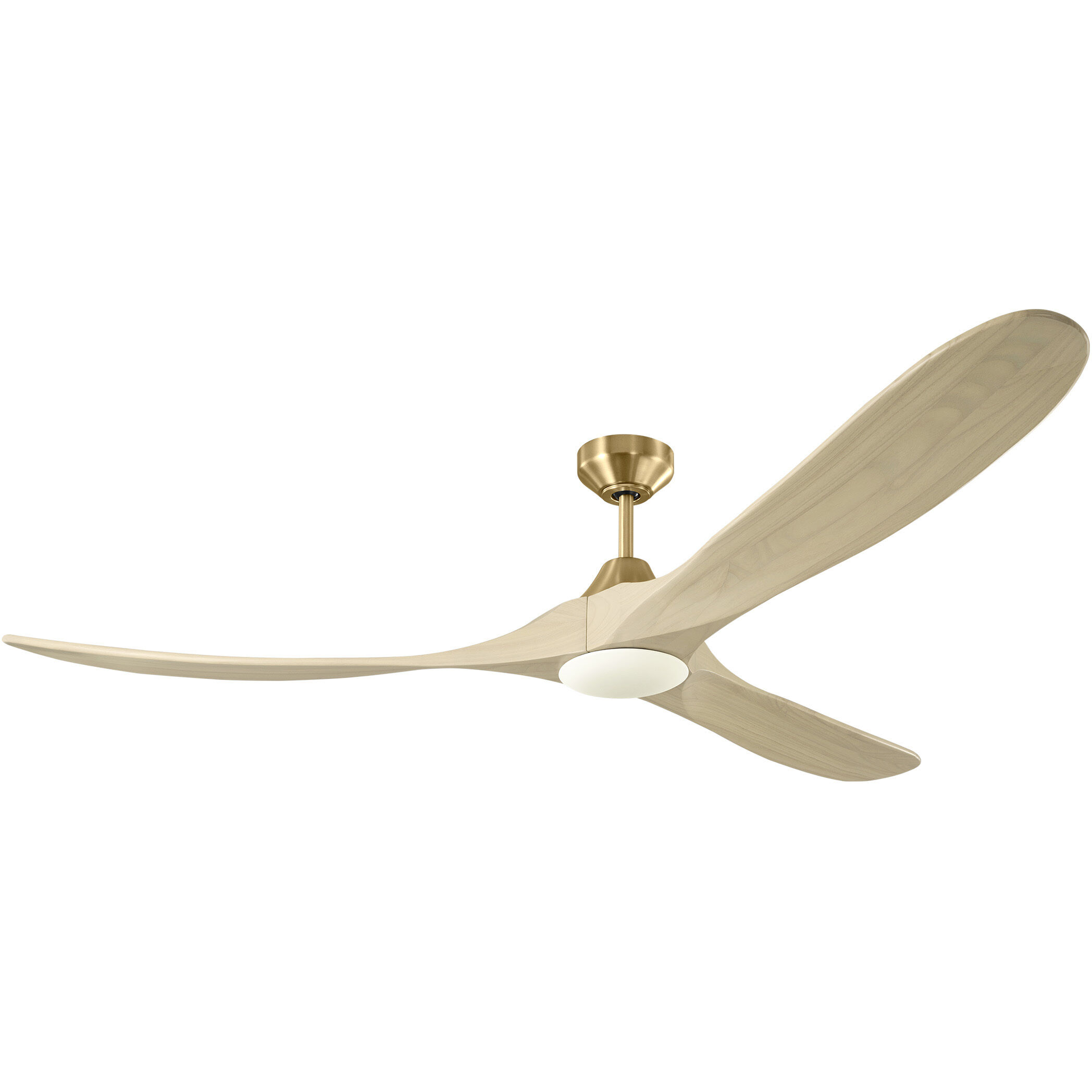 Maverick 70 inch Burnished Brass with Washed White Oak Blades Indoor/Outdoor Smart Ceiling Fan in Included