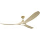 Maverick 70 inch Burnished Brass with Washed White Oak Blades Indoor/Outdoor Smart Ceiling Fan in Included