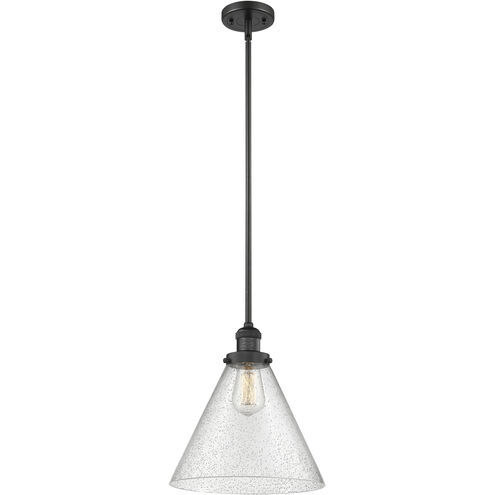 Franklin Restoration Cone LED 12 inch Matte Black Mini Pendant Ceiling Light in Seedy, Franklin Restoration