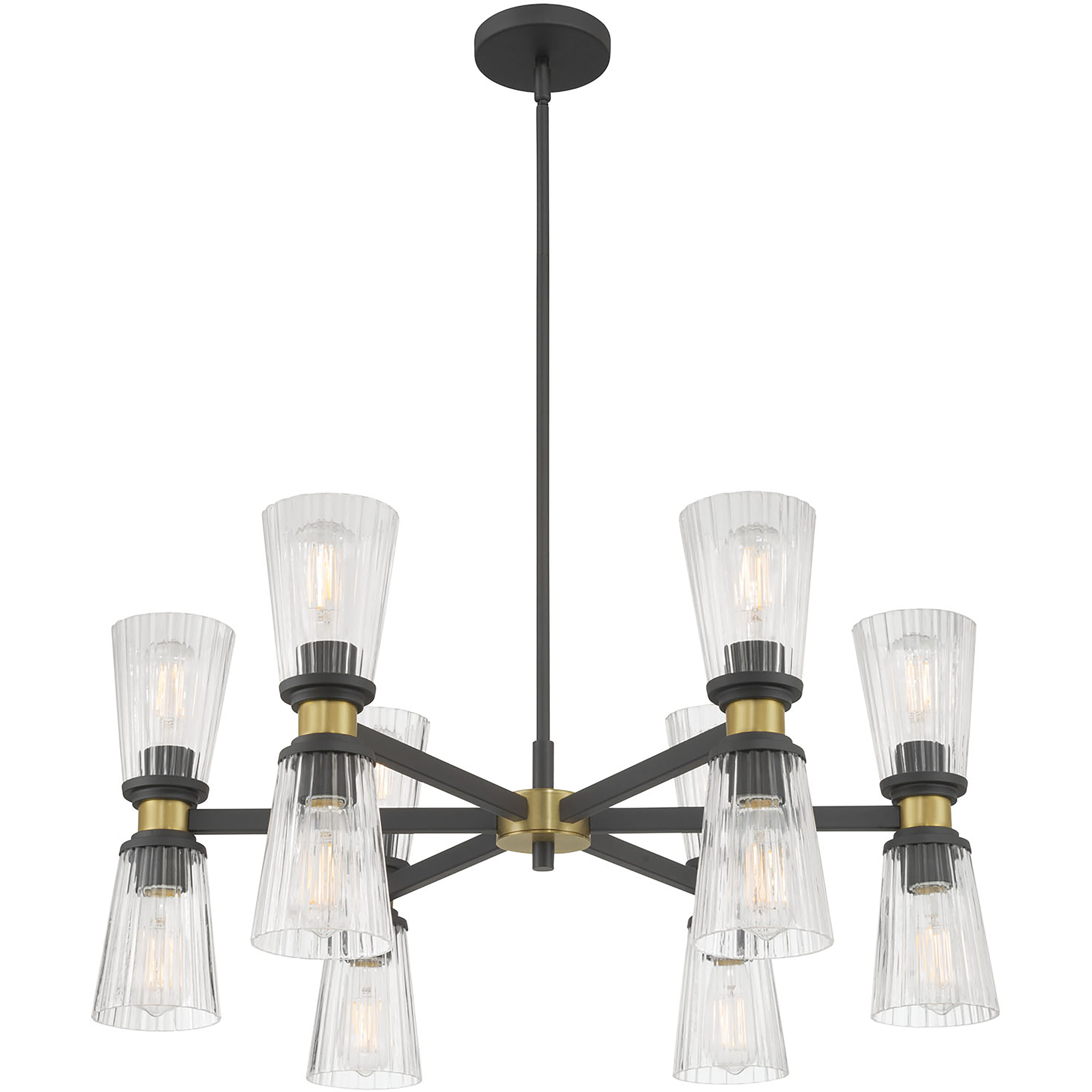 Lustria 12 Light 29.5 inch Matte Black and Vintage Brass Chandelier Ceiling Light