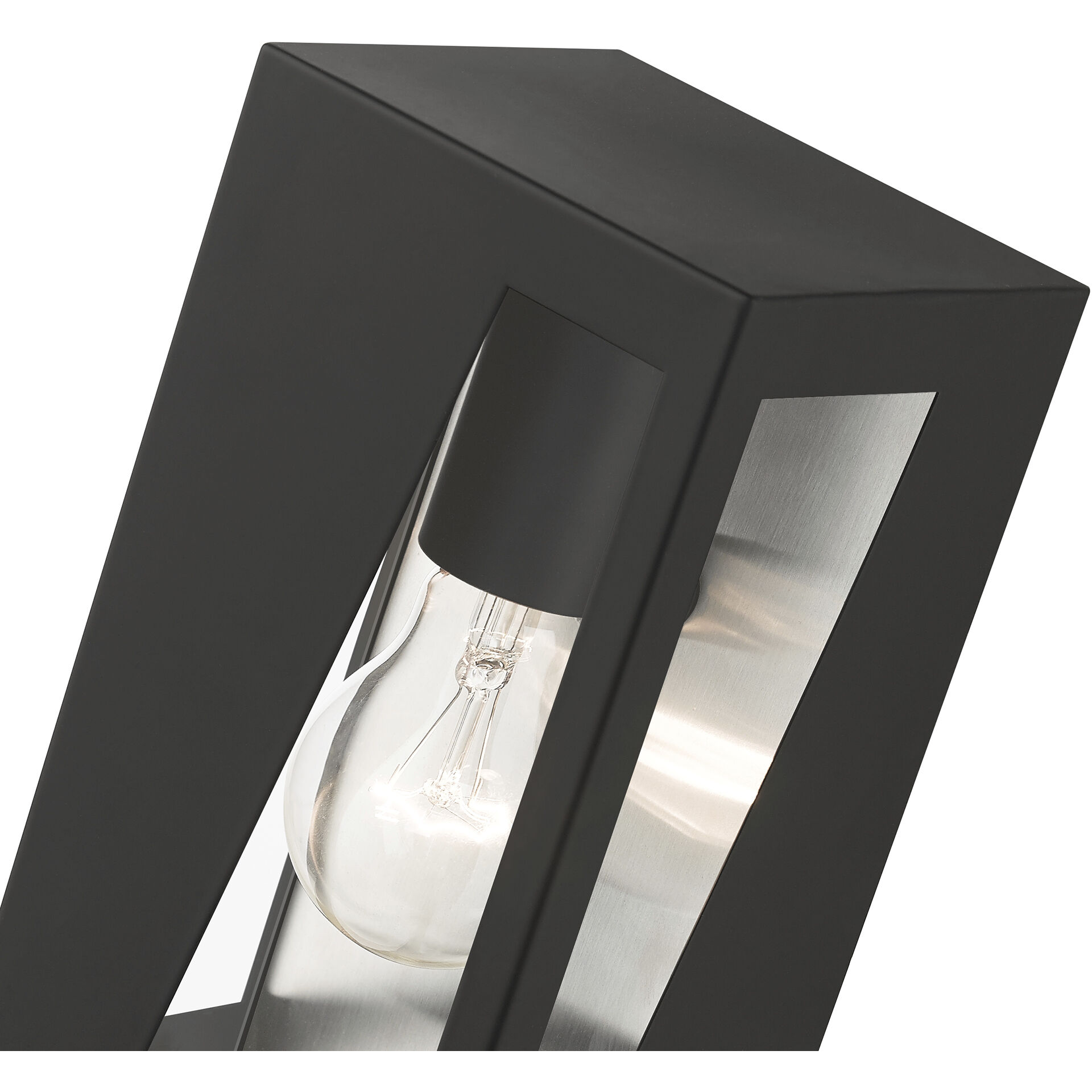 Forsyth 1 Light 8.5 inch Black with Brushed Nickel Stainless Steel Outdoor Wall Lantern, Small