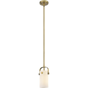 Pilaster II Cylinder 1 Light 5 inch Brushed Brass Pendant Ceiling Light in Matte White Glass