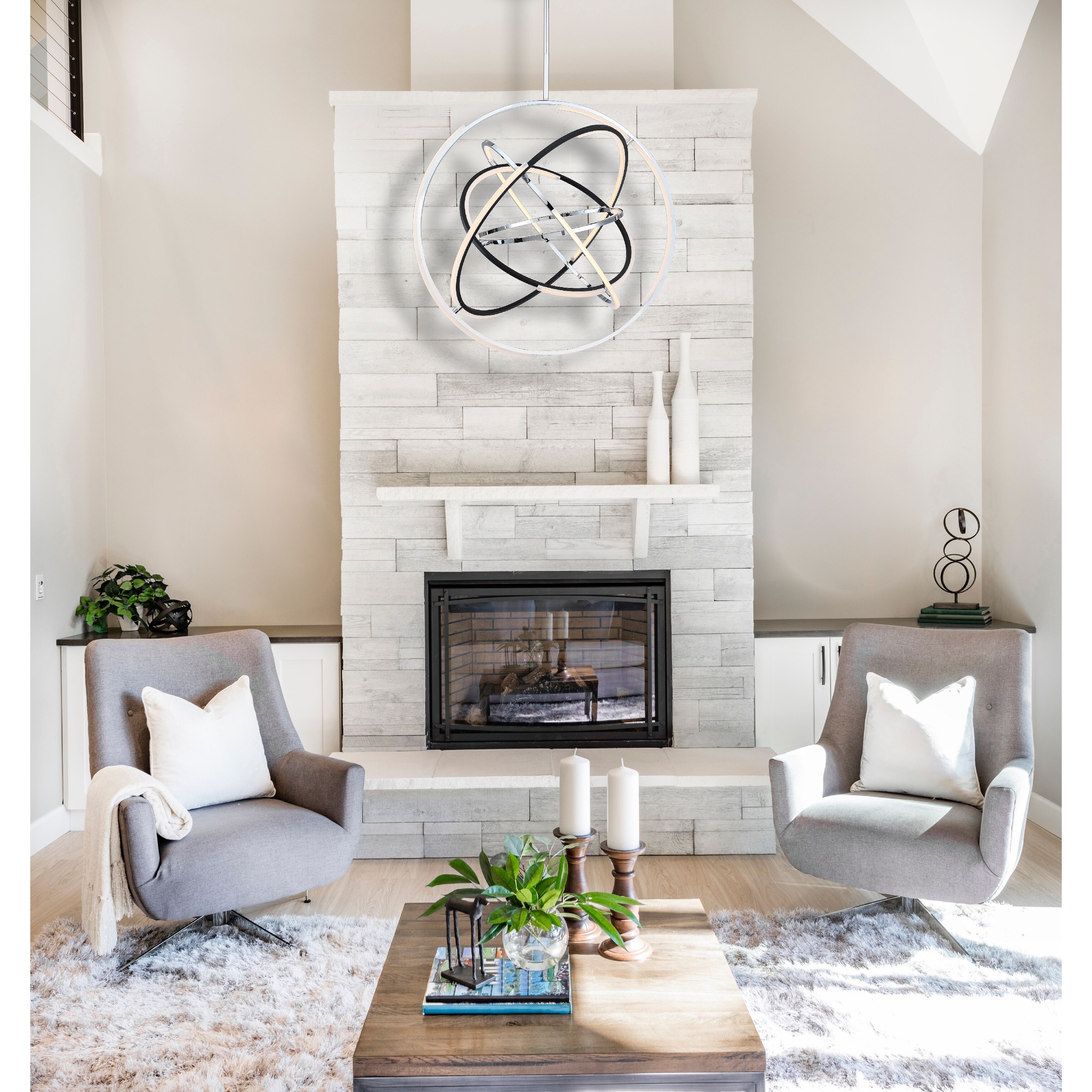 Trilogy LED 32 inch Polished Nickel Pendant Ceiling Light