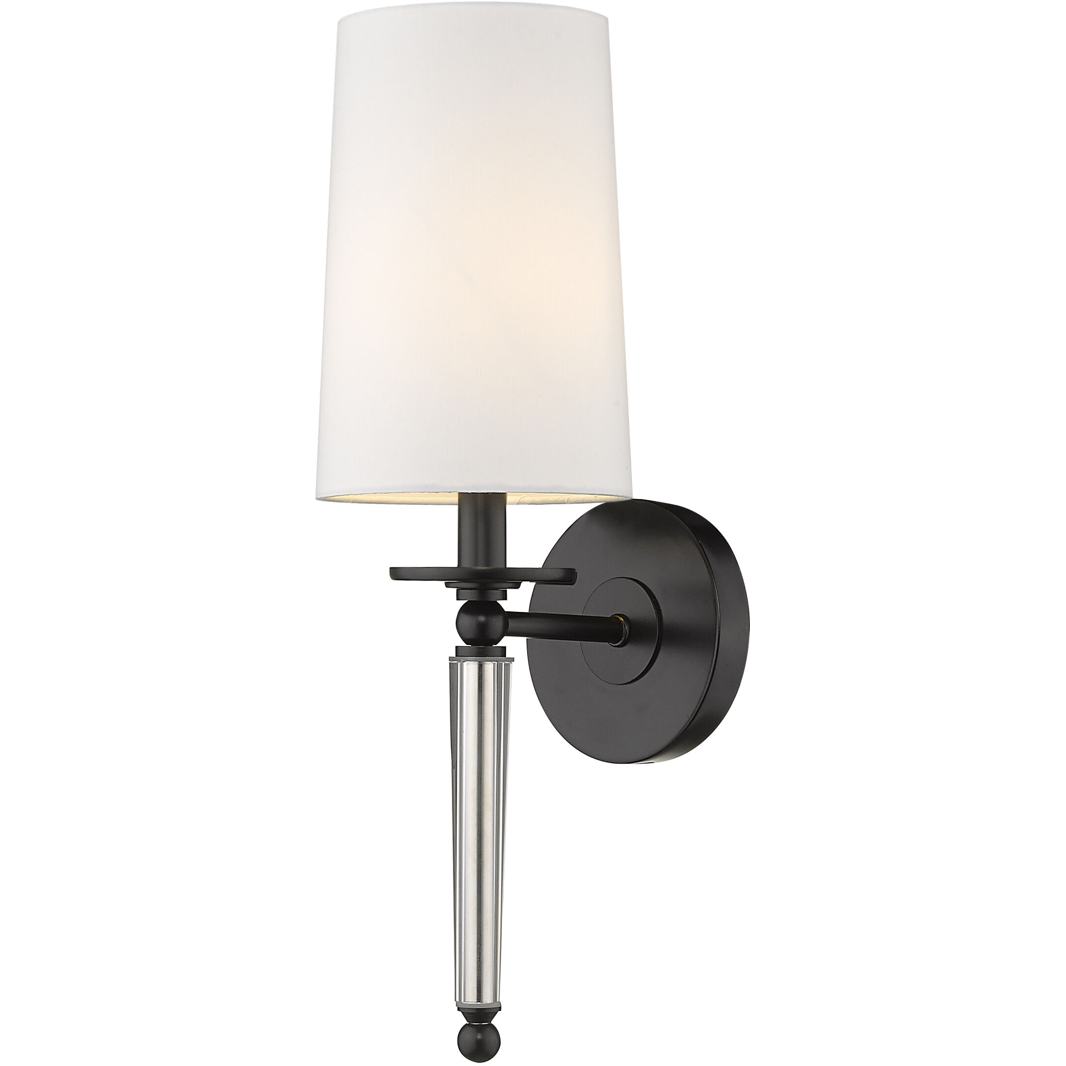 Avery 1 Light 5.5 inch Matte Black Wall Sconce Wall Light in White Fabric