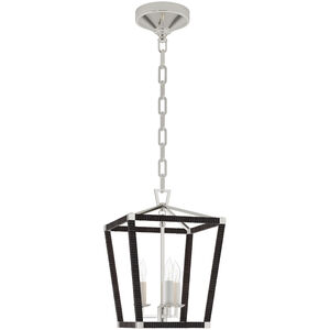 Chapman & Myers Darlana5 LED 10 inch Polished Nickel and Black Rattan Wrapped Lantern Ceiling Light, Mini