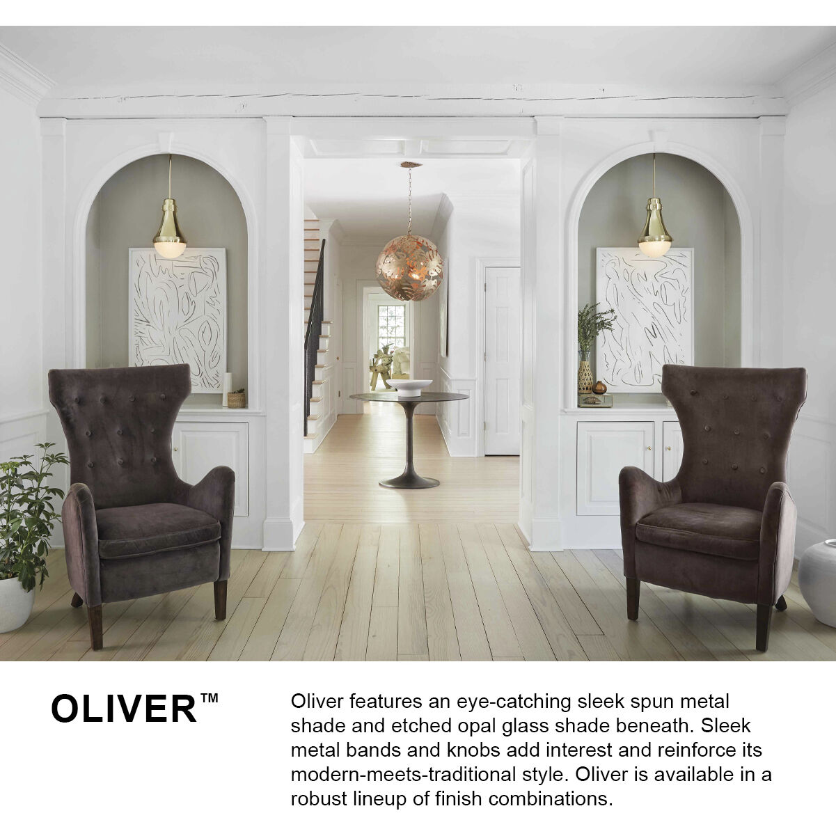 Oliver 1 Light 9 inch Black with Heritage Brass Indoor Pendant Ceiling Light