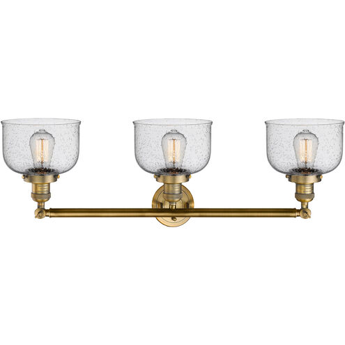 Franklin Restoration Large Bell LED 32 inch Brushed Brass Bath Vanity Light Wall Light in Seedy Glass, Franklin Restoration