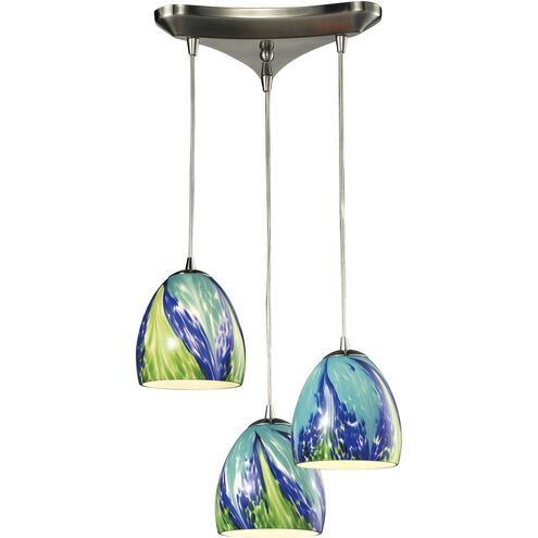 Colorwave 3 Light 10 inch Satin Nickel Multi Pendant Ceiling Light, Configurable