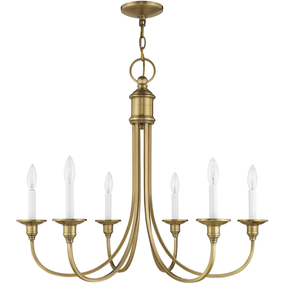Cranford 6 Light 26 inch Antique Brass Chandelier Ceiling Light
