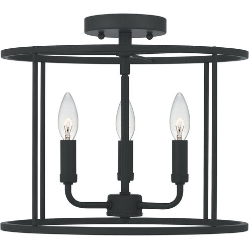 Abner 3 Light 14 inch Matte Black Semi-Flush Mount Ceiling Light