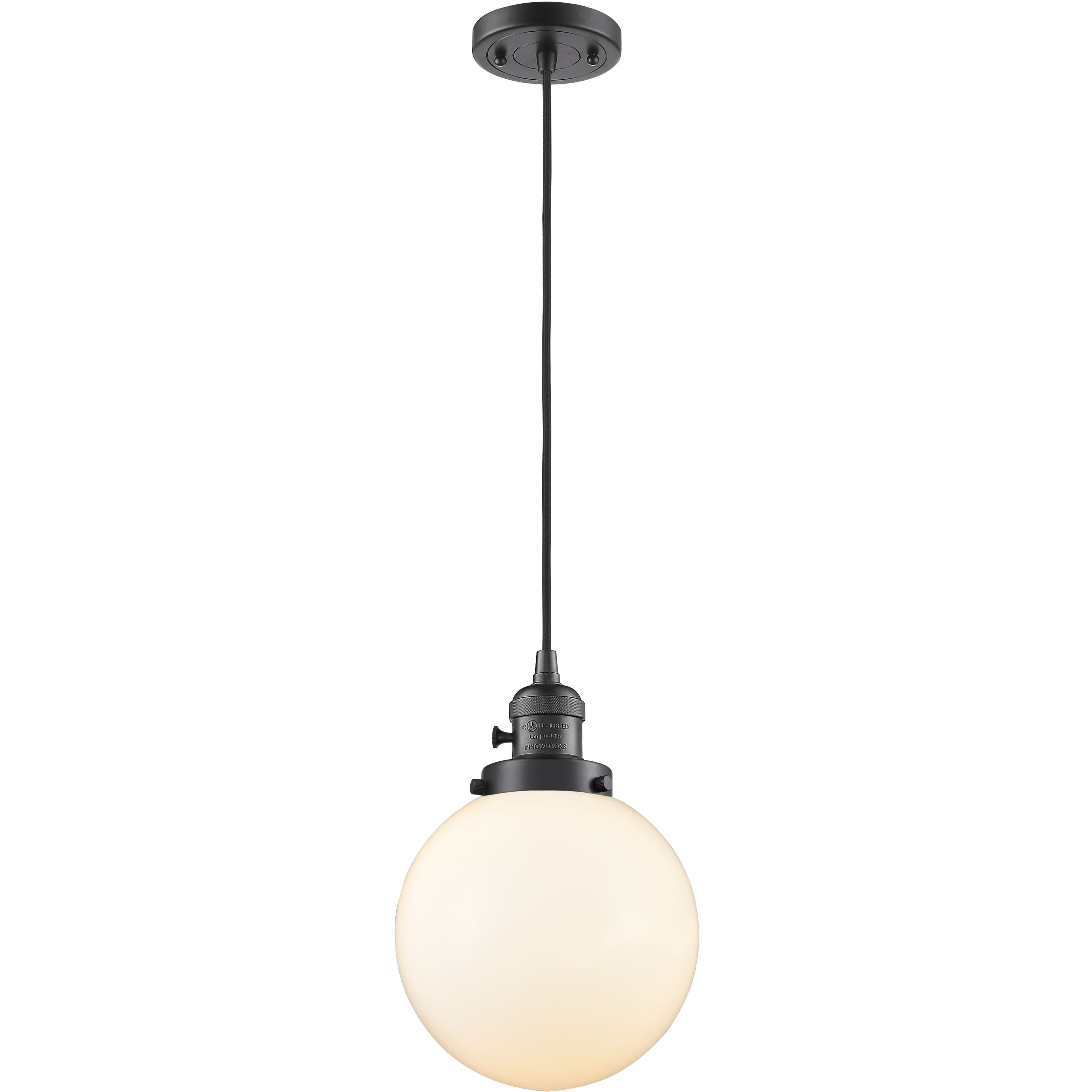 Franklin Restoration Beacon LED 8 inch Oil Rubbed Bronze Mini Pendant Ceiling Light in Matte White
