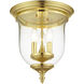 Legacy 3 Light 12 inch Polished Brass Flush Mount Ceiling Light