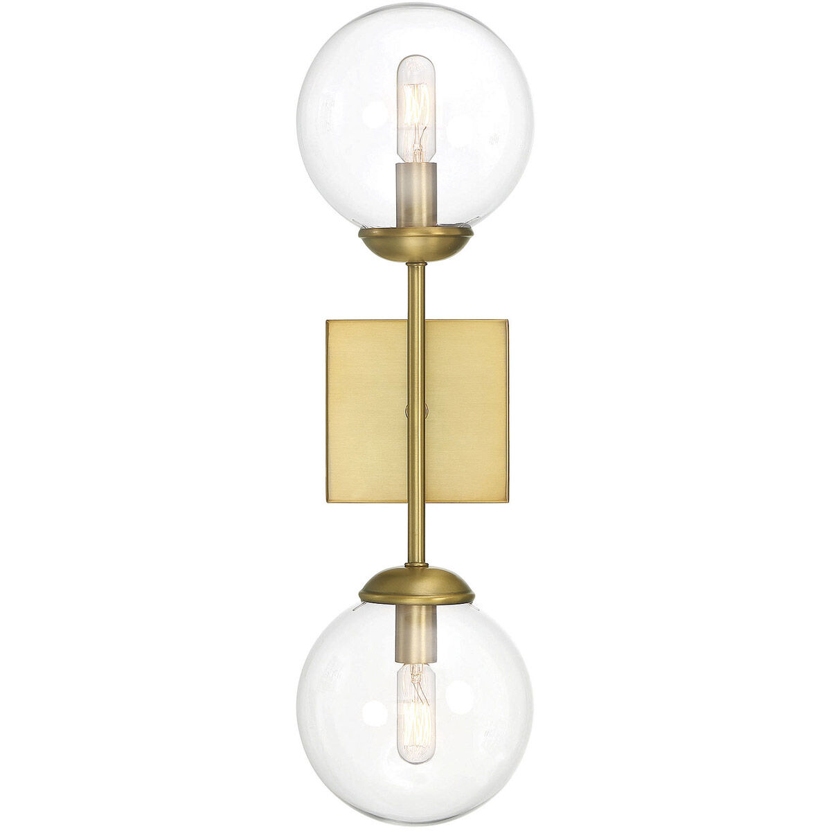 Mid-Century Modern 2 Light 6 inch Natural Brass Wall Sconce Wall Light