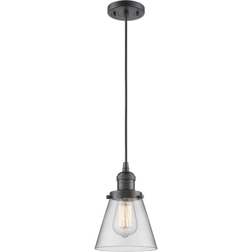 Franklin Restoration Cone LED 6 inch Oil Rubbed Bronze Mini Pendant Ceiling Light in Clear, Franklin Restoration