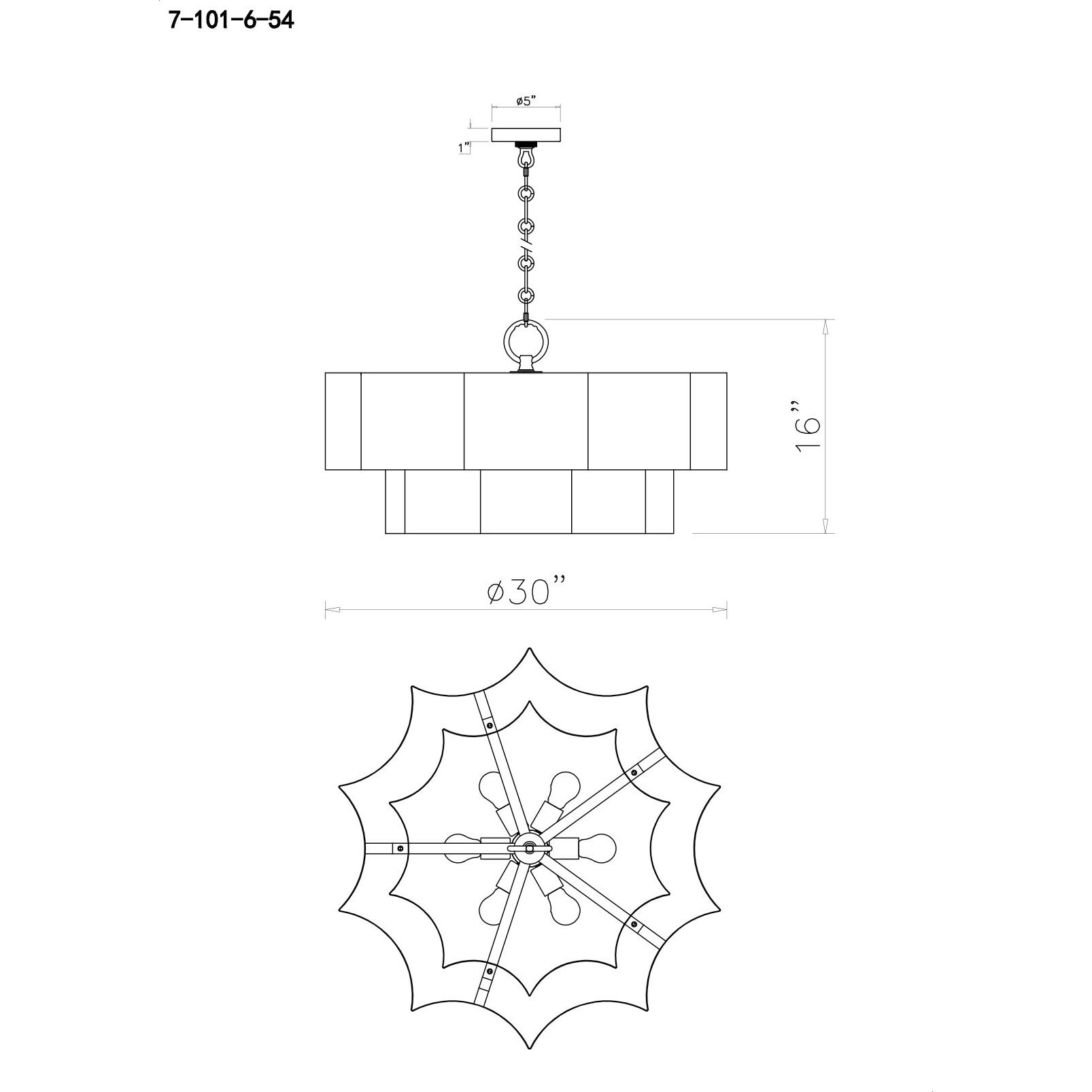 Shelby 6 Light 30 inch Gold Patina Pendant Ceiling Light