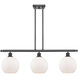 Ballston Athens 3 Light 36 inch Oil Rubbed Bronze Island Light Ceiling Light in Matte White Glass, Ballston