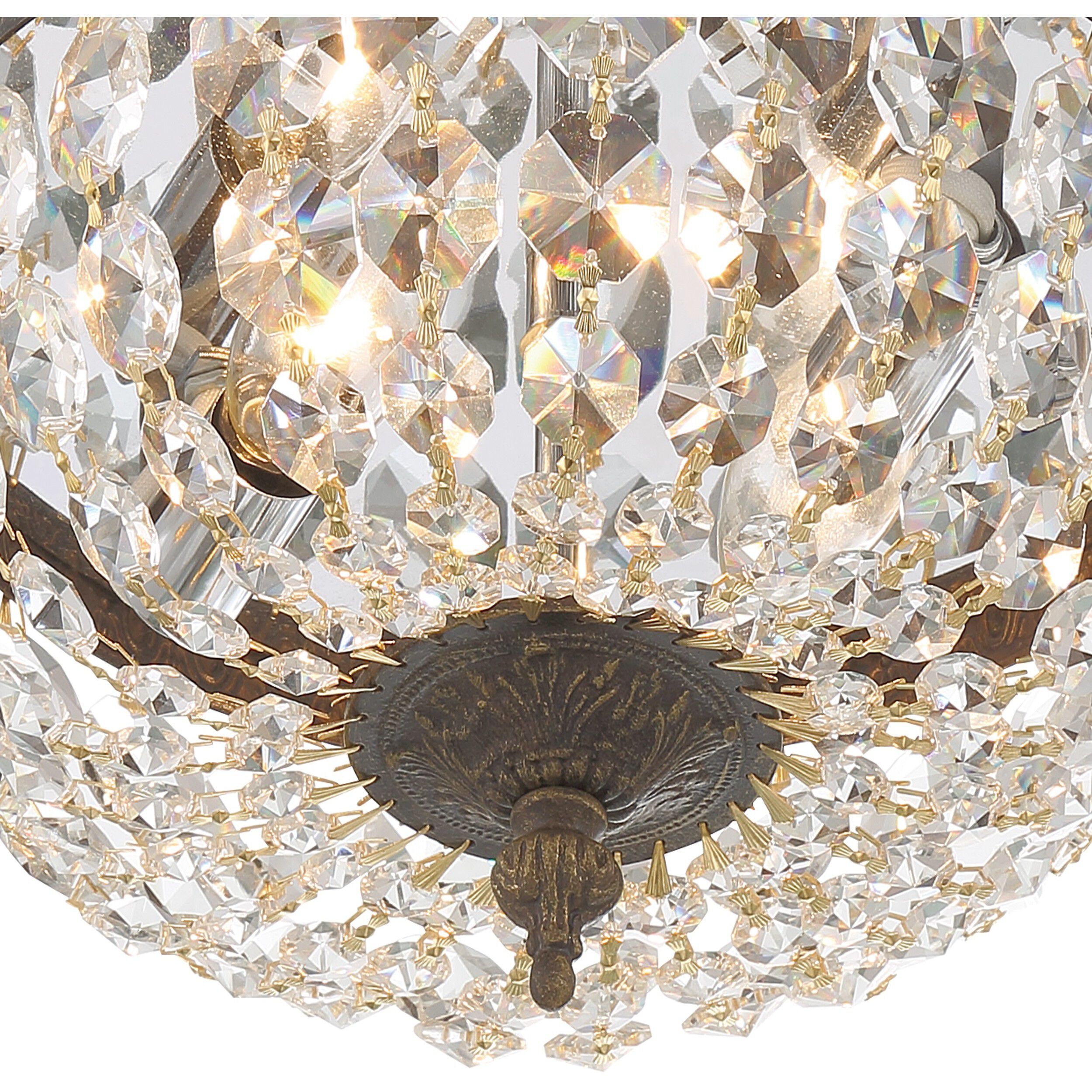 Waltham 2 Light 10 inch English Bronze Flush Ceiling Light in Clear Italian