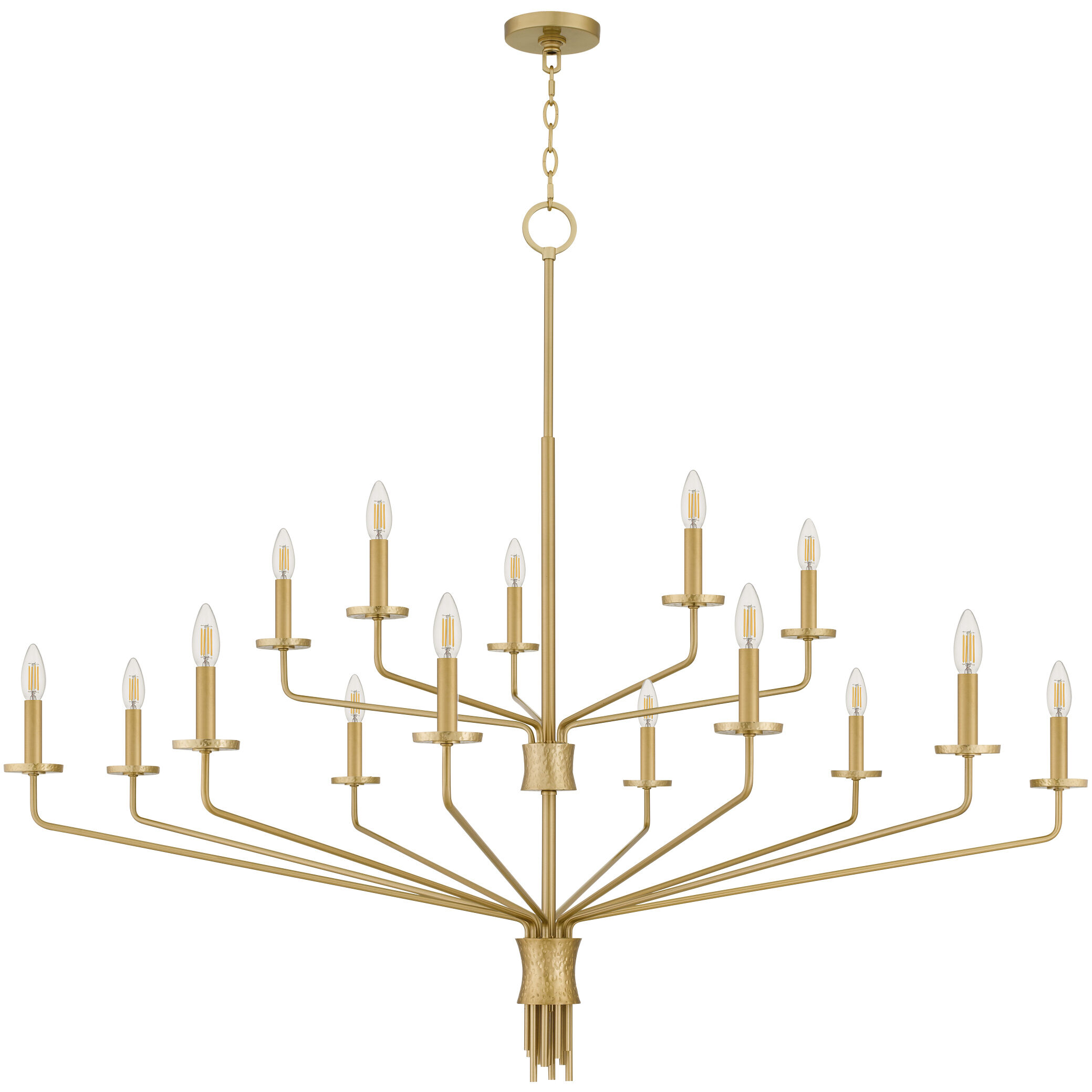 Alexander 15 Light 55 inch Brushed Gold Chandelier Ceiling Light