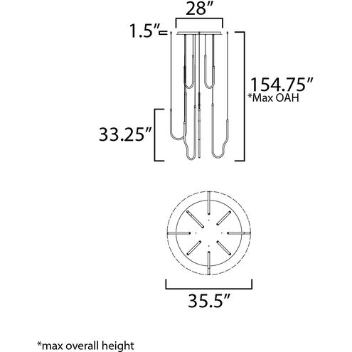 Soleil LED 35.5 inch Polished Chrome Multi-Light Pendant Ceiling Light