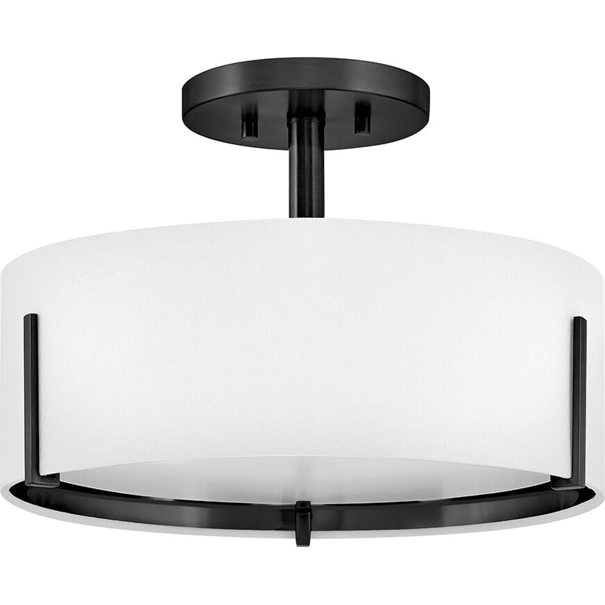 Halle 3 Light 14.5 inch Black Semi-flush Mount Ceiling Light