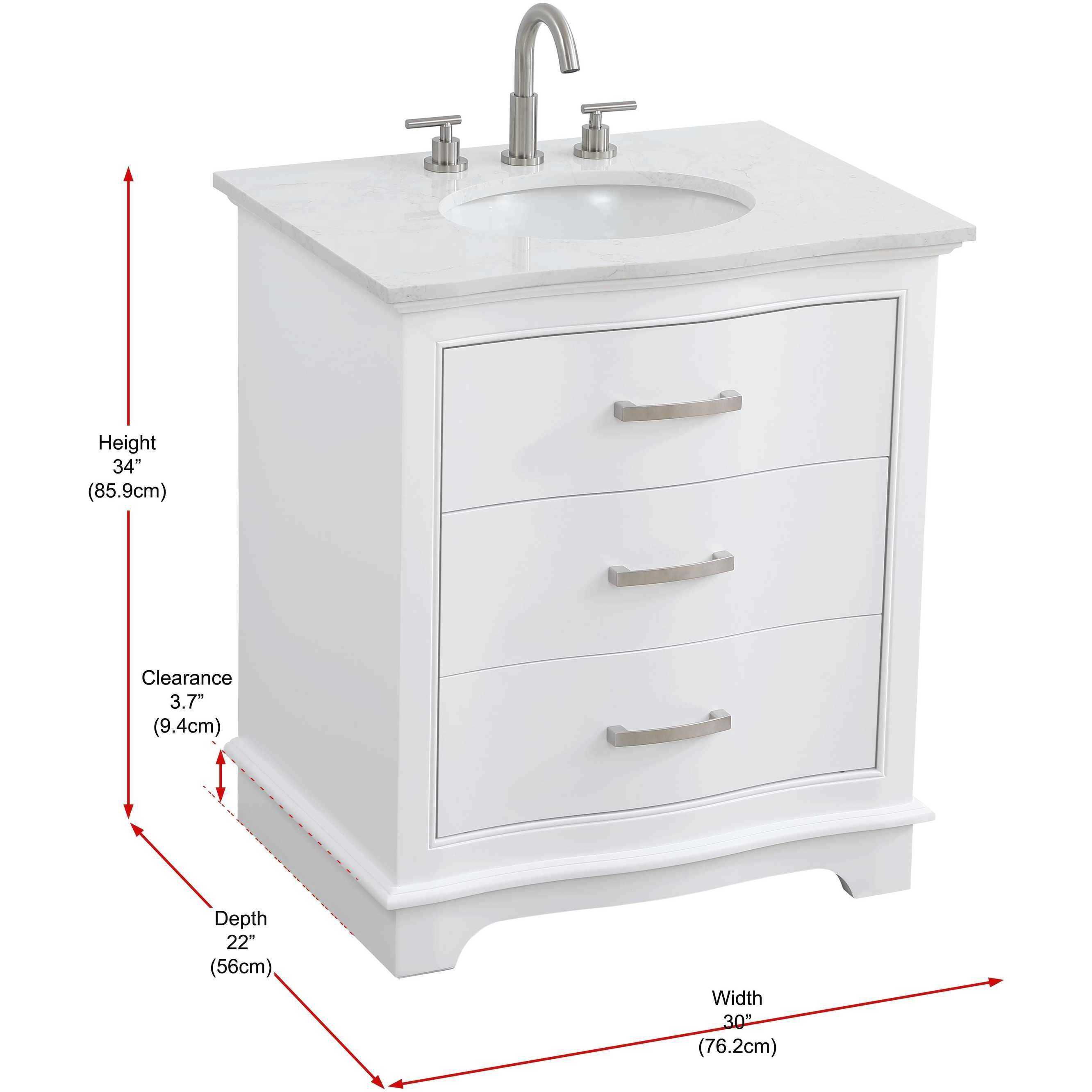 Knox 30 X 34 inch White Bathroom Vanity Cabinet