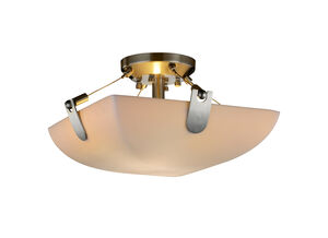 Porcelina 2 Light 16 inch Brushed Nickel Semi-Flush Bowl Ceiling Light in Smooth, Square Bowl, Incandescent