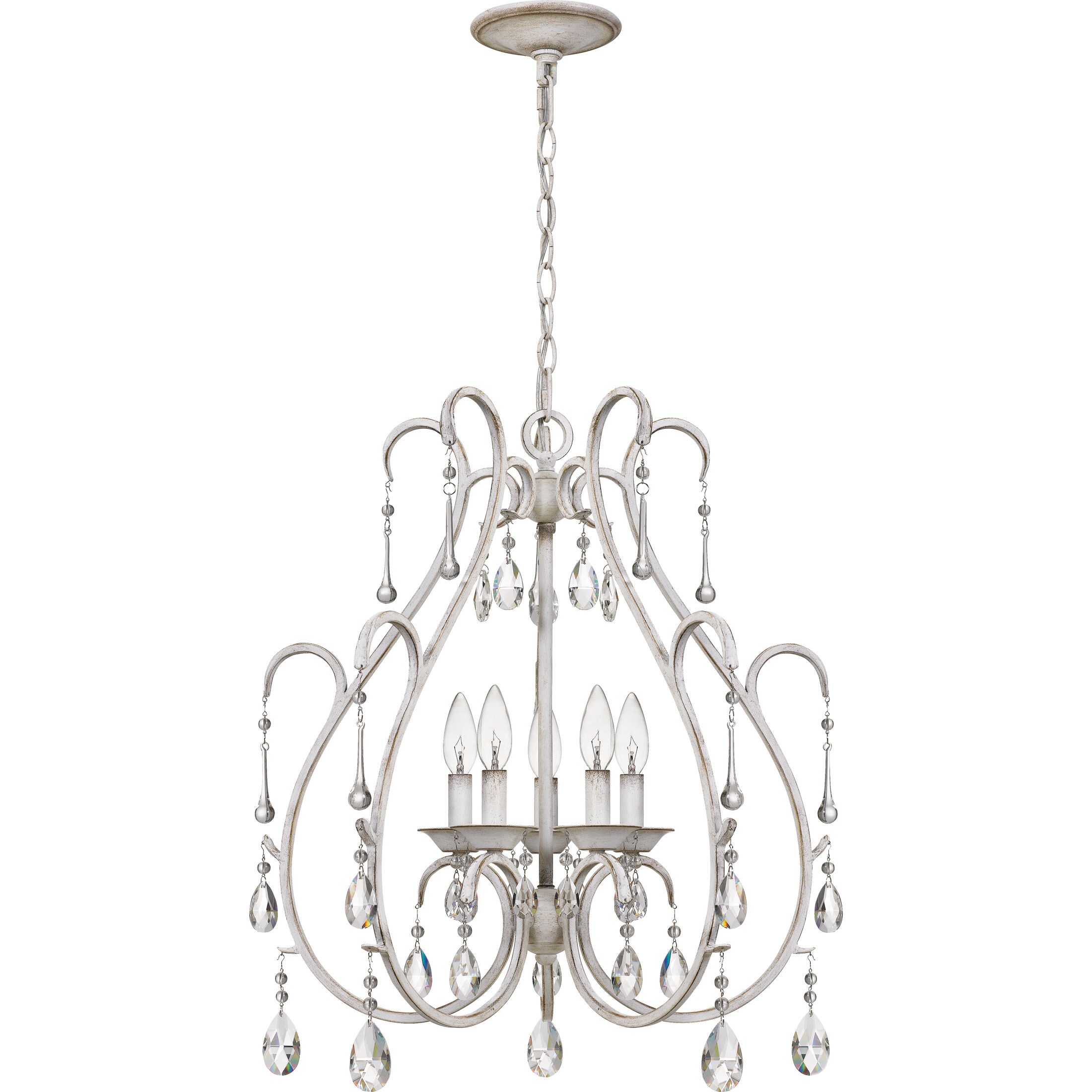 Blanca 5 Light 23 inch Antique White Mini Chandelier Ceiling Light