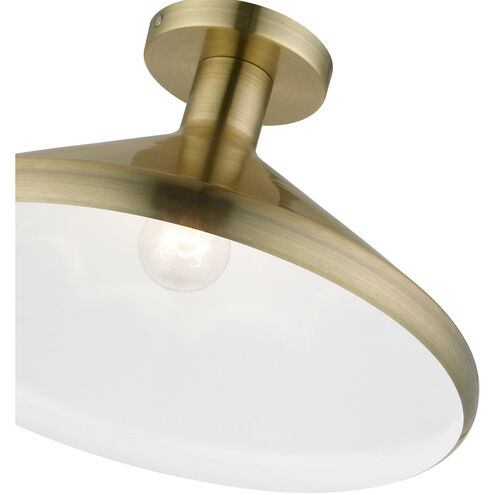 Geneva 1 Light 15 inch Antique Brass Semi-Flush Mount Ceiling Light