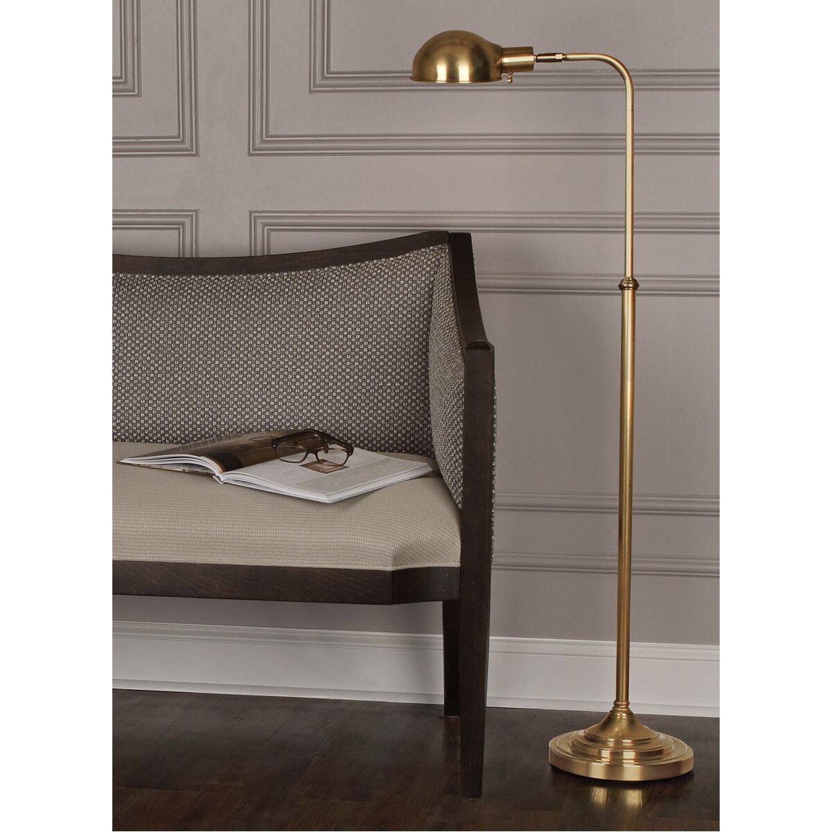 Robert Abbey Kinetic 1 Light Floor Lamp Antique Brass