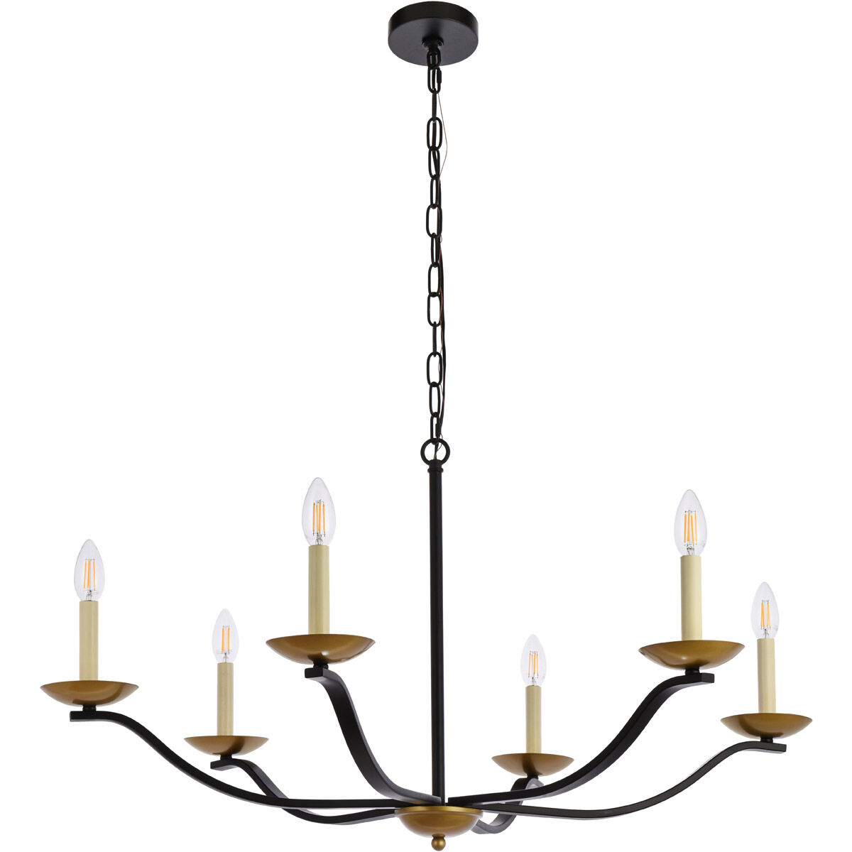 Trey 6 Light 36 inch Black and Brass Pendant Ceiling Light