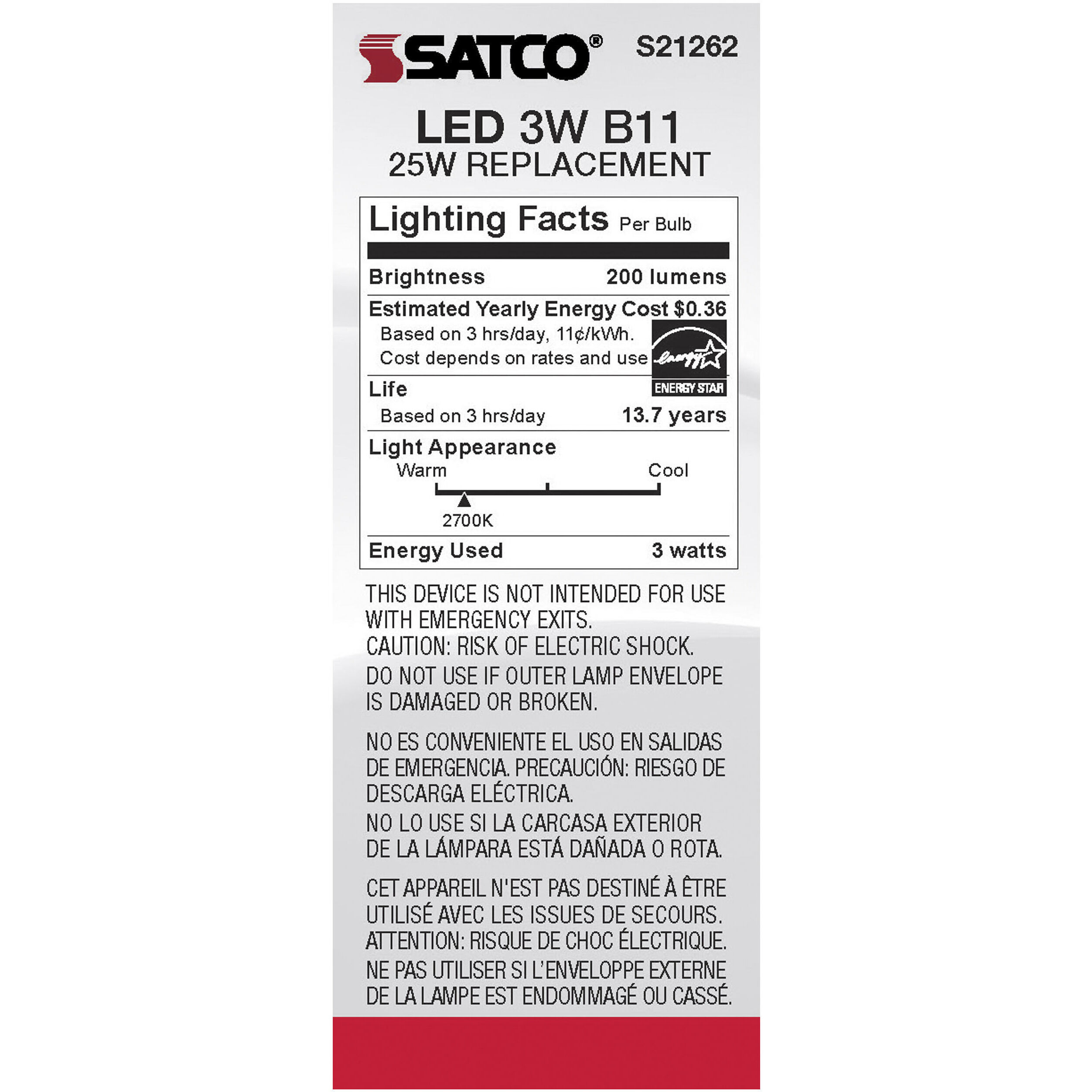 Lumos LED Candelabra Candelabra 3.00 watt 2700K LED Filament