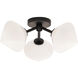 Novo 3 Light 16.63 inch Black Flush Mount Ceiling Light in Black and Opal Glass