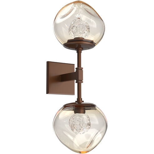 Luna LED Burnished Bronze Sconce Wall Light in 2700K LED, Floret Inner - Amber Outer