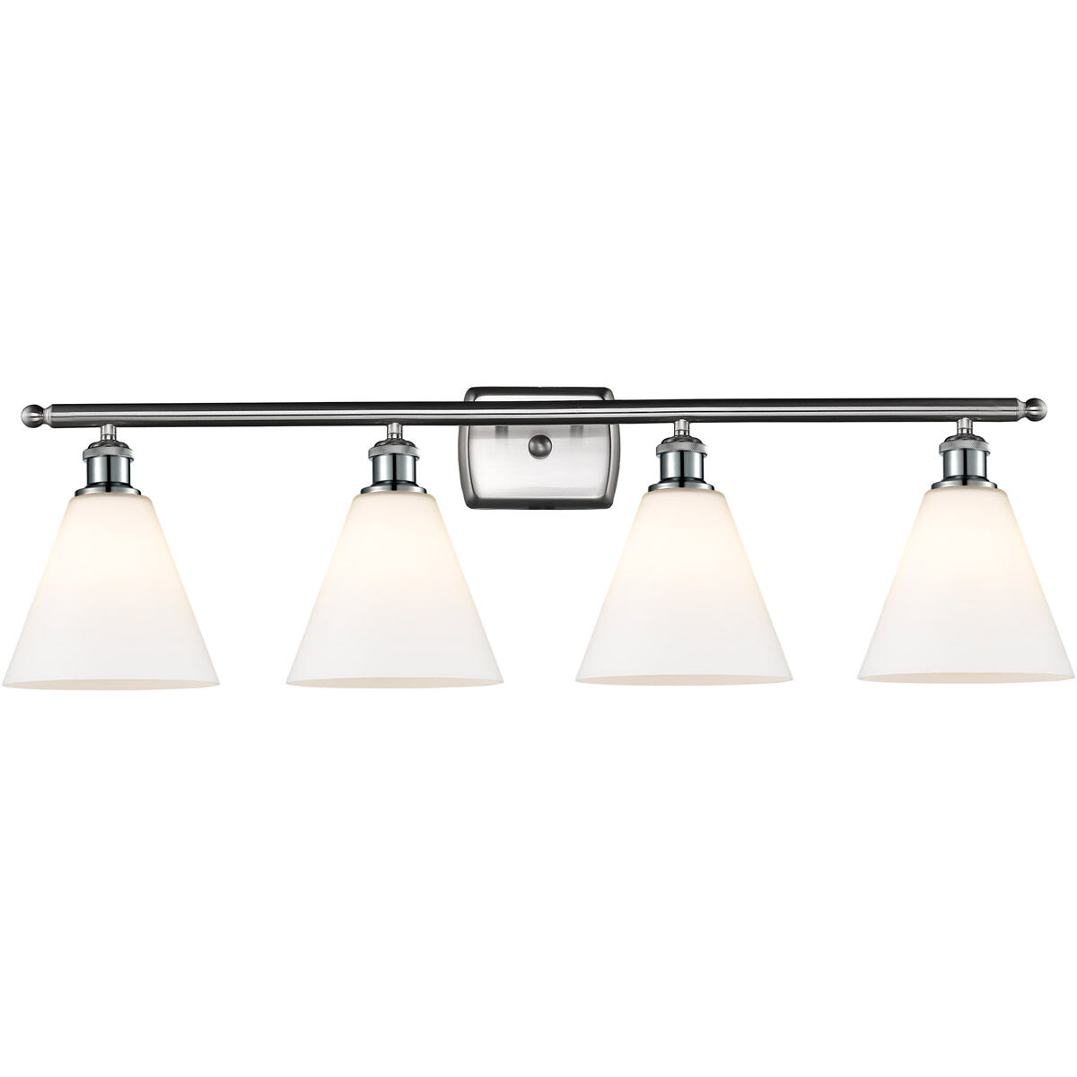 Ballston Ballston Cone 4 Light 38 inch Brushed Satin Nickel Bath Vanity Light Wall Light in Matte White Glass
