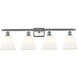 Ballston Ballston Cone 4 Light 38 inch Brushed Satin Nickel Bath Vanity Light Wall Light in Matte White Glass