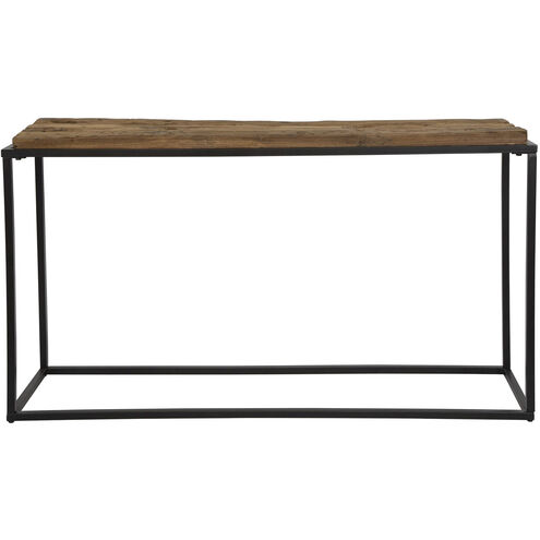 Holston 54 inch Satin Black and Natural Reclaimed Wood Console Table