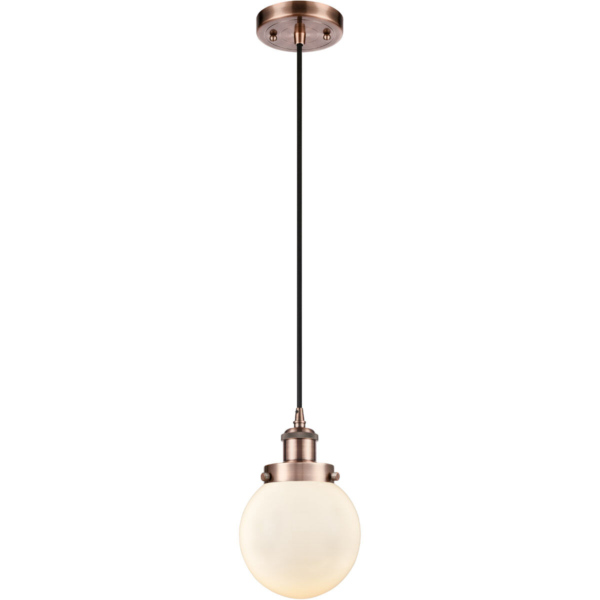 Ballston Beacon 1 Light 6 inch Antique Copper Mini Pendant Ceiling Light in Matte White Glass