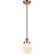 Ballston Beacon 1 Light 6 inch Antique Copper Mini Pendant Ceiling Light in Matte White Glass