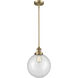 Franklin Restoration Beacon LED 10 inch Brushed Brass Mini Pendant Ceiling Light in Clear, Franklin Restoration