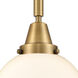 Franklin Restoration Beacon LED 8 inch Brushed Brass Mini Pendant Ceiling Light in Matte White Glass