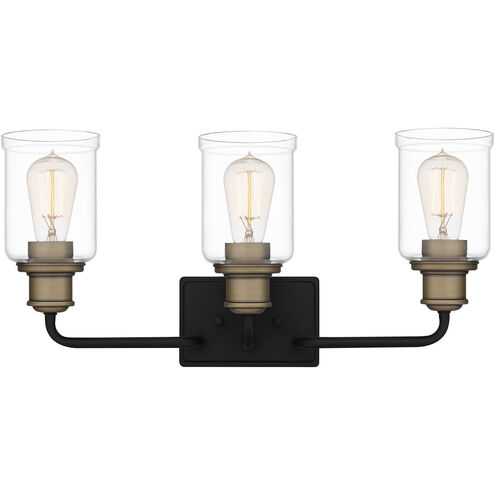 Cox 3 Light 22 inch Matte Black Bath Light Wall Light, Large