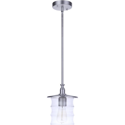 Canon 1 Light 7.5 inch Satin Aluminum Outdoor Pendant
