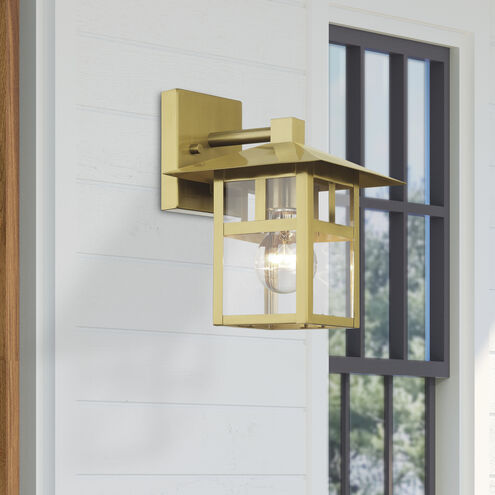 Crestlake 1 Light 9.5 inch Satin Gold Outdoor Wall Lantern