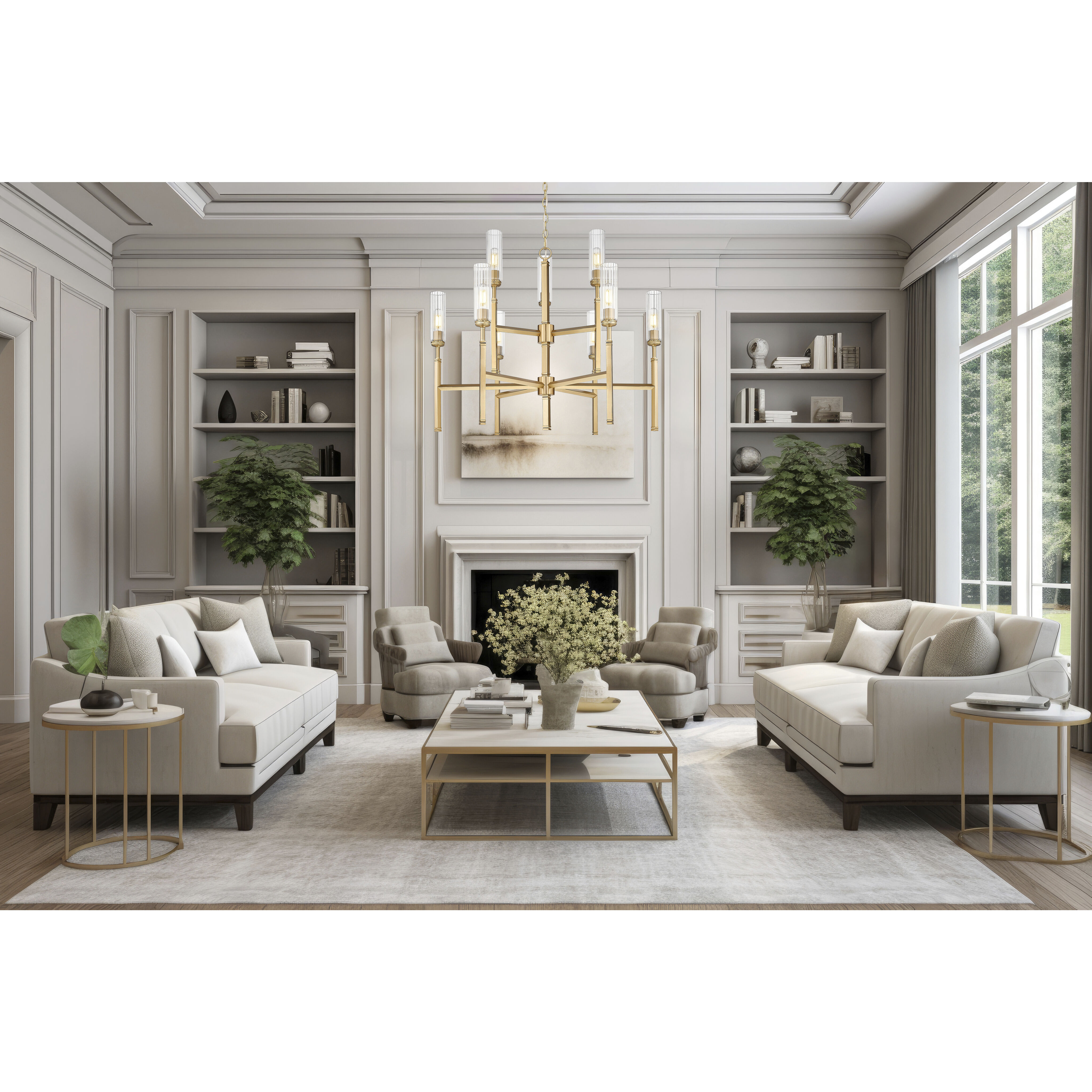 Esme 9 Light 38 inch Modern Gold Chandelier Ceiling Light