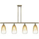 Ballston Brookhaven Almond Island Light Ceiling Light in Antique Brass, Amber Glass