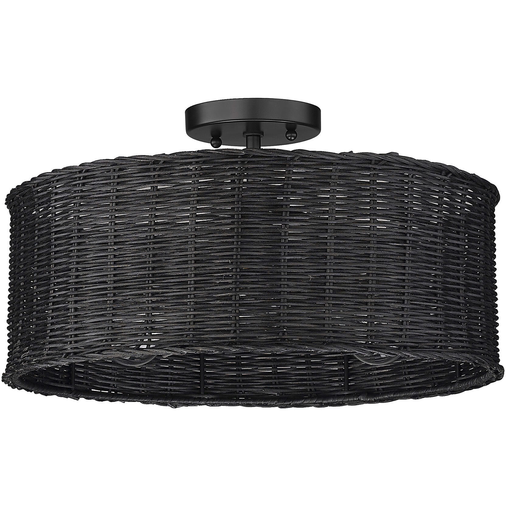 Erma 3 Light 16.38 inch Matte Black Semi-Flush Mount Ceiling Light