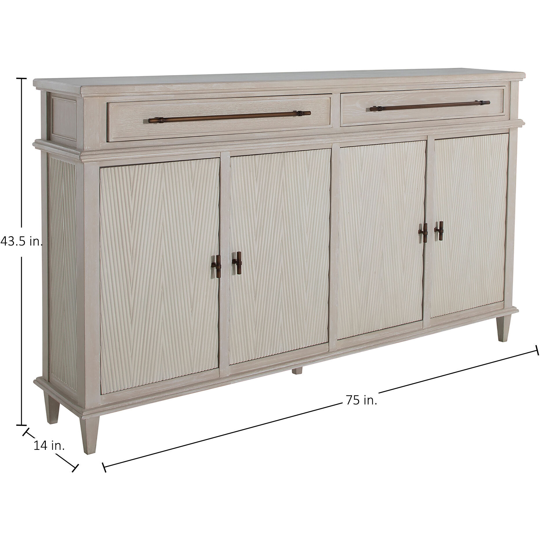 Isaac Cerused White and Sesame White Long Cabinet