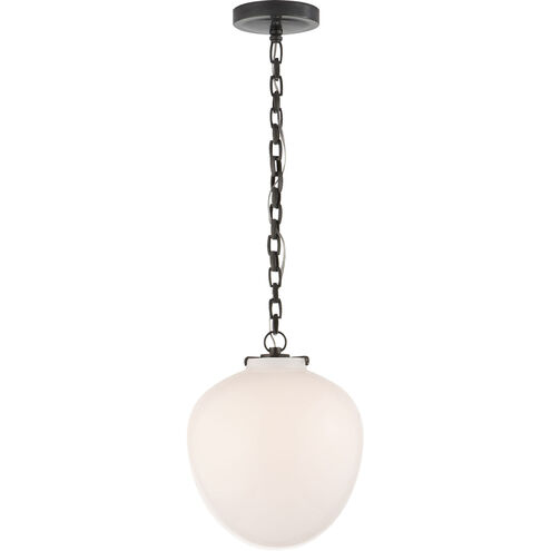 Thomas O'Brien Katie2 1 Light 10.5 inch Bronze Acorn Pendant Ceiling Light in White Glass