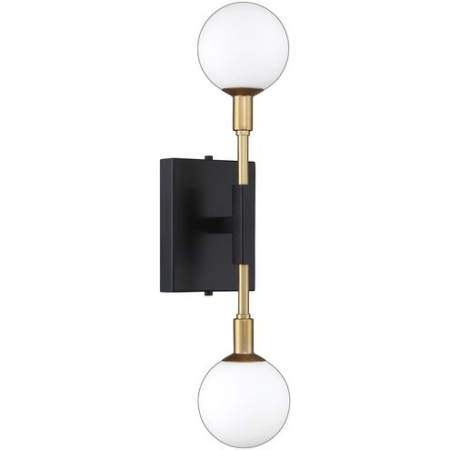 Ambience 2 Light 5 inch Black and Brass Wall Sconce Wall Light