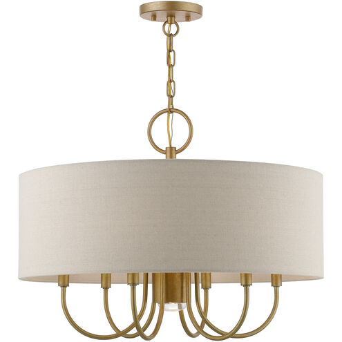 Burnett 7 Light 24 inch Antique Gold Leaf with White Accents Pendant Chandelier Ceiling Light